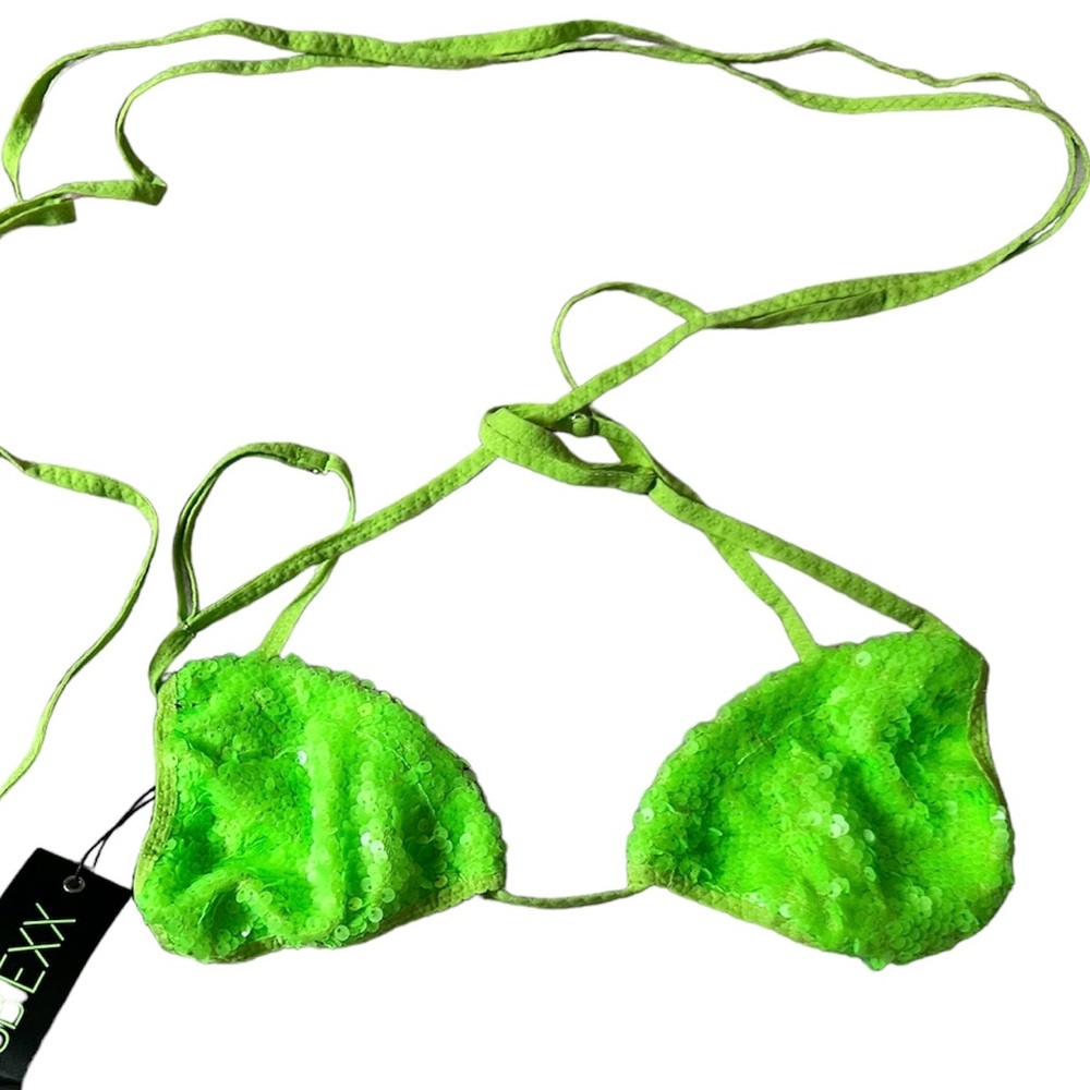 Club Exx green rave halter top size M